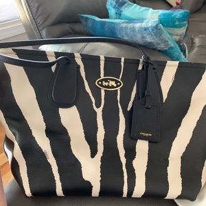 Coach Zebra Print Handbag & Wallet